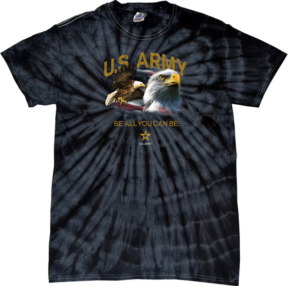 US Army Vintage Eagles Flag Tie Dye Spiral Short Sleeve T-shirt for Mens Women Adult T-shirt