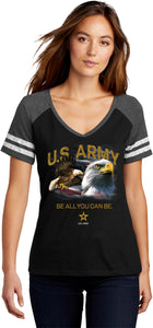 US Army Vintage Eagles Flag Womens Game V-neck T-shirt