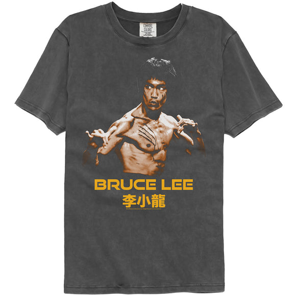 Bruce Lee Ready Stance Pose Washed Black T-shirt