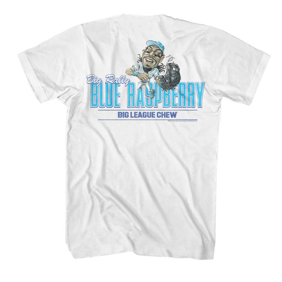 Big League Chew Blue Raspberry White T-shirt Front and Back