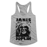 Janis Joplin Ladies Racerback Tanktop Close Up Photo Tank