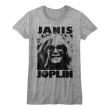 Janis Joplin Juniors T-Shirt Close Up Photo Tee