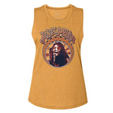 Janis Joplin Nouveau Circle Ladies Sleeveless Muscle Gold Tank Top