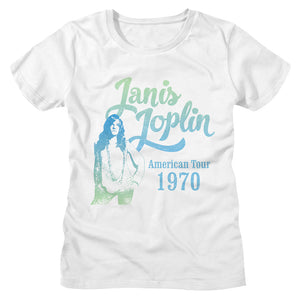 Janis Joplin Ladies T-Shirt Gradient 1970 American Tour Tee