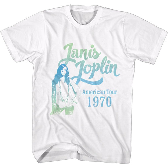 Janis Joplin Gradient 1970 American Tour White T-shirt