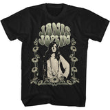 Janis Joplin Sunflower Art Black T-shirt