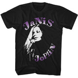 Janis Joplin On the Microphone Black Tall T-shirt