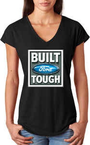 Ladies Built Ford Tough Triblend V-Neck Shirt - Yoga Clothing for You