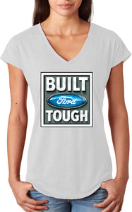 Ladies Built Ford Tough Triblend V-Neck Shirt - Yoga Clothing for You