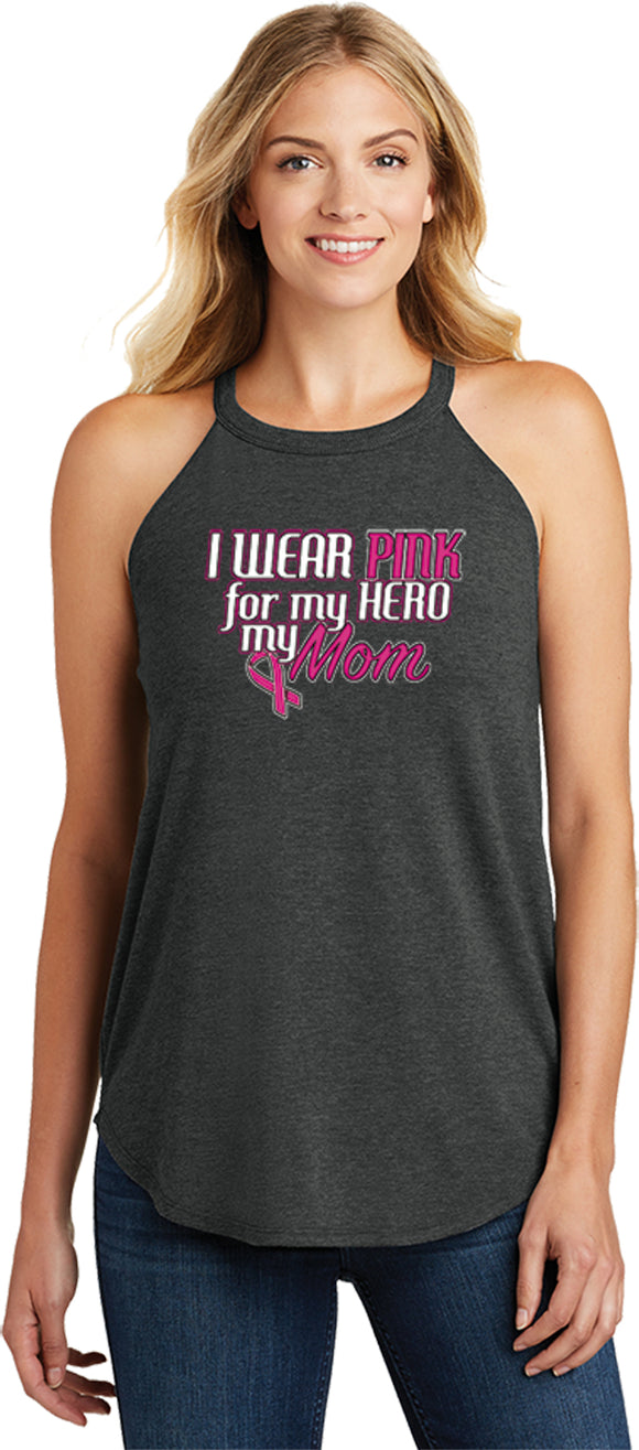 Ladies Breast Cancer Tanktop Pink For My Hero Tri Rocker Tank