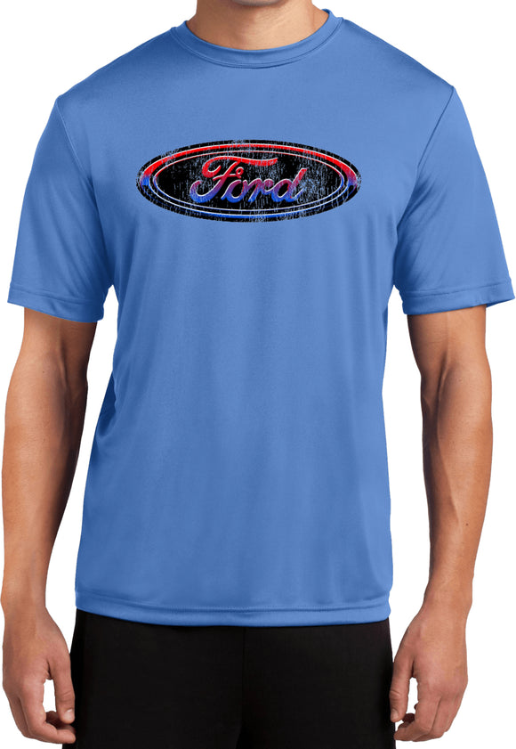 Ford Oval T-shirt Distressed Logo Moisture Wicking Tee - Yoga Clothing for You