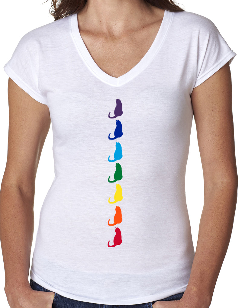 Women's V-neck 7 Colored Chakras Yoga Dolman Shirt, Small Black Triad 