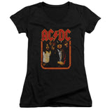 AC/DC Distressed Group Photo Juniors V-neck Shirt - Yoga Clothing for You