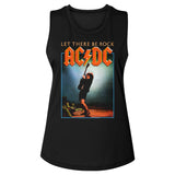 AC/DC Let There Be Rock Album Photo Ladies Sleeveless Muscle Black Tank Top - Yoga Clothing for You