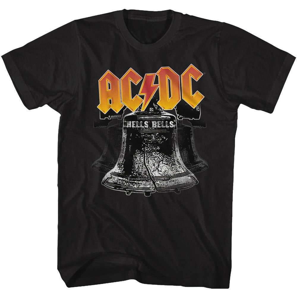 AC/DC Tall T-Shirt Hell Bells Orange Logo Black Tee