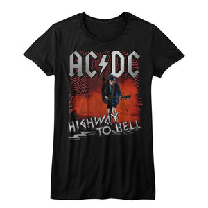 AC/DC Juniors T-Shirt Angus Highway to Hell Song Black Tee - Yoga Clothing for You