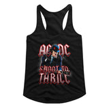 AC/DC Ladies Racerback Tanktop Shoot to Thrill Song Black Tank - Yoga Clothing for You