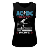 AC/DC Live in Tokyo 1981 Concert Ladies Sleeveless Muscle Black Tank Top - Yoga Clothing for You