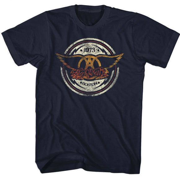 Aerosmith Vintage Circle Logo Navy Tall T-shirt