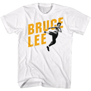 Bruce Lee Flying Kick White Tall T-shirt - Yoga Clothing for You