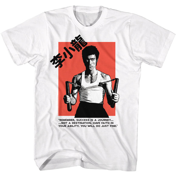 Bruce Lee Success is a Journey White T-shirt - Yoga Clothing for You