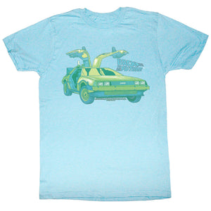 Back to the Future DeLorean Doors Open Light Blue Heather T-shirt - Yoga Clothing for You