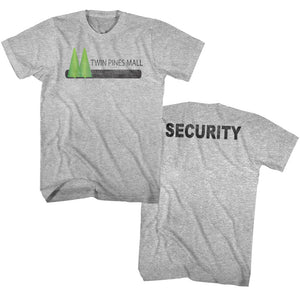 Back to the Future Twin Pines Mall Security Grey T-shirt Front and Back - Yoga Clothing for You
