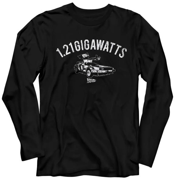 Back to the Future Long Sleeve T-Shirt 1.21 Gigawatts Black Tee - Yoga Clothing for You