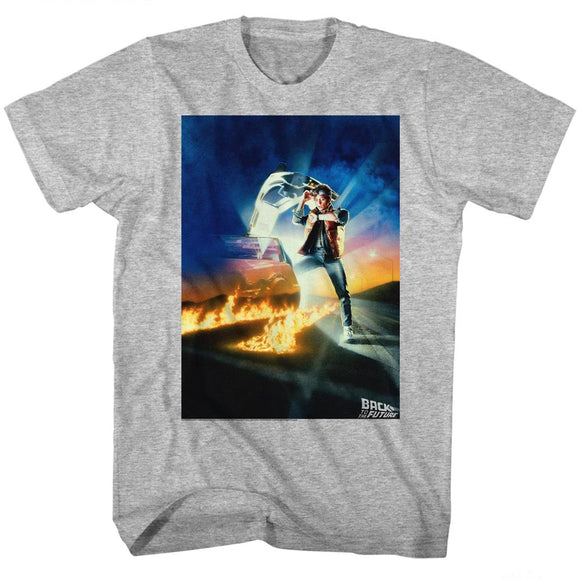 Back to the Future Movie Poster Grey T-shirt - Yoga Clothing for You