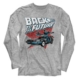 Back to the Future Long Sleeve T-Shirt Retro Triangle DeLorean Grey Tee - Yoga Clothing for You