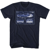 Back to the Future DeLorean Blueprints Navy T-shirt - Yoga Clothing for You