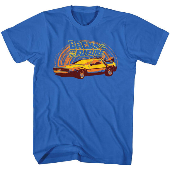 Back to the Future Retro DeLorean Design Royal T-shirt - Yoga Clothing for You