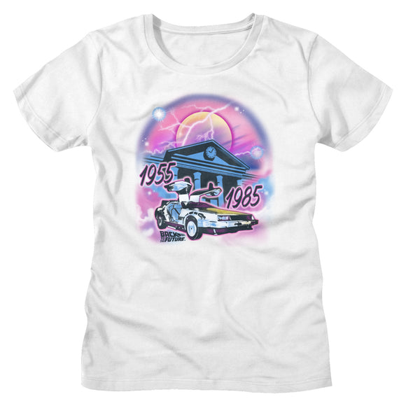 Back to the Future Ladies T-Shirt Airbrushed DeLorean Tee - Yoga Clothing for You