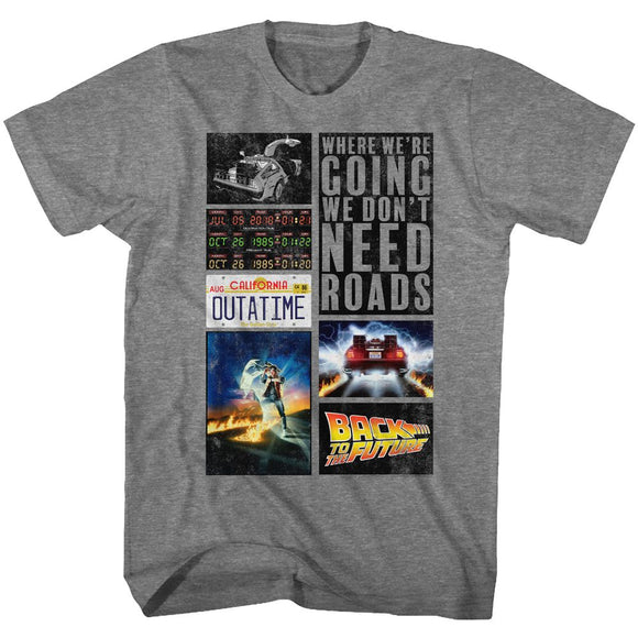 Back to the Future Movie Collage Grey T-shirt - Yoga Clothing for You