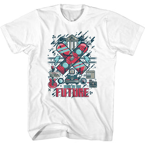 Back to the Future Retro Collage White T-shirt - Yoga Clothing for You