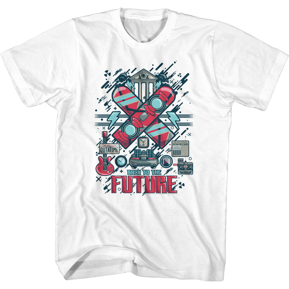 Back to the Future Retro Collage White T-shirt - Yoga Clothing for You