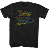Back to the Future Neon Colorful DeLorean Black T-shirt - Yoga Clothing for You