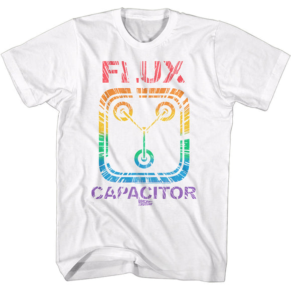 Back to the Future Rainbow Flux Capacitor White Tall T-shirt - Yoga Clothing for You