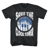 Back to the Future Save Clock Tower Charcoal Heather T-shirt - Yoga Clothing for You