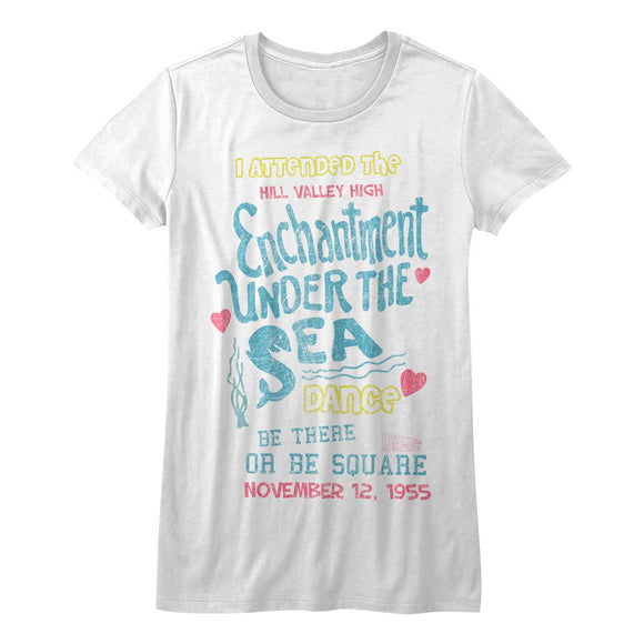 Back to the Future Enchantment Under The Sea Juniors White T-shirt - Yoga Clothing for You