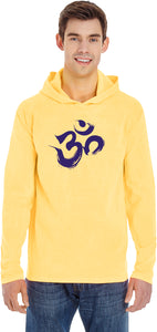 Purple Brushstroke AUM Pigment Hoodie Yoga Tee Shirt - Yoga Clothing for You