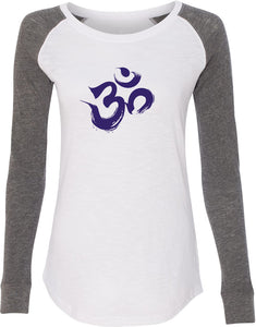 Purple Brushstroke AUM Preppy Patch Yoga Tee Shirt - Yoga Clothing for You