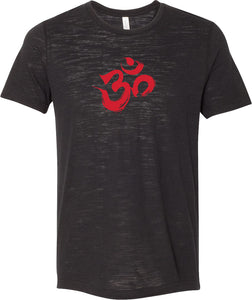 Red Brushstroke AUM Burnout Yoga Tee Shirt - Yoga Clothing for You