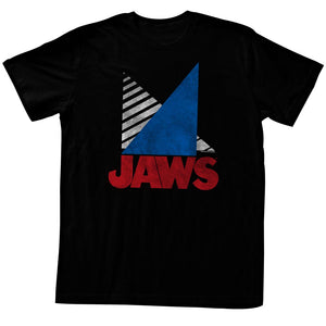 Jaws Tall T-Shirt Distressed Tricolor Logo Black Tee - Yoga Clothing for You