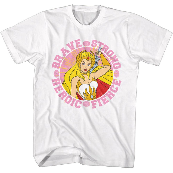 Masters of the Universe She-Ra Brave Strong Heroic Fierce White T-shirt