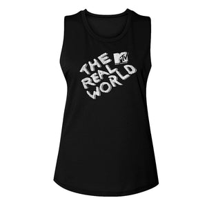 MTV The Real World Ladies Sleeveless Muscle Black Tank Top - Yoga Clothing for You