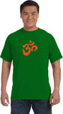 Orange Brushstroke AUM Pigment Dye Yoga Tee Shirt - Yoga Clothing for You
