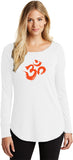 Orange Brushstroke AUM Triblend Long Sleeve Tunic Shirt - Yoga Clothing for You