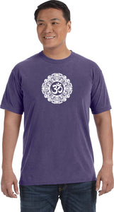 White Ornate OM Heavyweight Pigment Dye Yoga Tee Shirt - Yoga Clothing for You