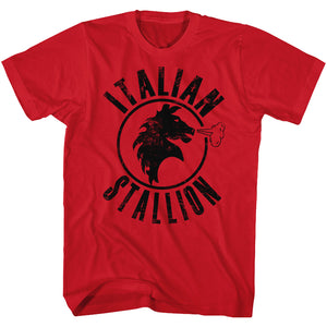 Rocky Tall T-Shirt Distressed Black Italian Stallion Red Tee - Yoga Clothing for You
